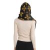 Hooded Scarf with Pockets Marie-Fleur-de-lis Warm Long Hooded Scarf with Mittens Black view 2