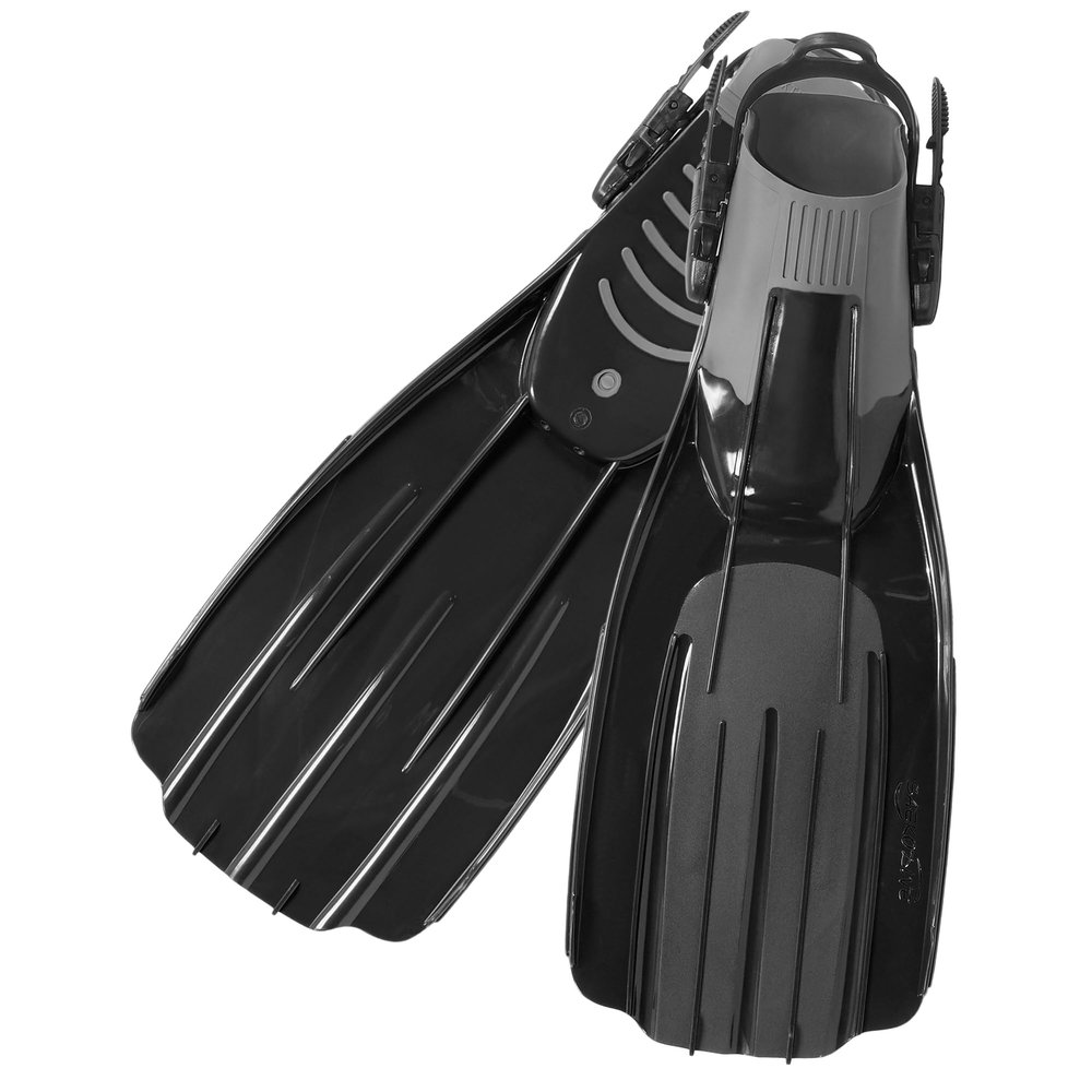 SAEKODIVE Multy Fins - Adjustable Quick-Release Heel Straps - Scuba Diving and Snorkeling Gear for Adults (S, Black)