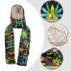 Hooded Scarf with Pockets Tie-dye-Pot-Leaf-Weeds Warm Long Hooded Scarf with Mittens Black view 4