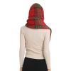 Hooded Scarf with Pockets Red-Scottish-Pattern Warm Long Hooded Scarf with Mittens view 2