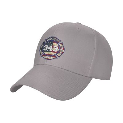 911 343 Fallen Firefighters Remembrance Baseball Cap Men - Classic Dad Hat Adjustable Plain Hat Gray