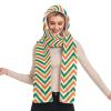 Hooded Scarf with Pockets Orange-Green-line-st-Patrick Warm Long Hooded Scarf with Mittens view 1