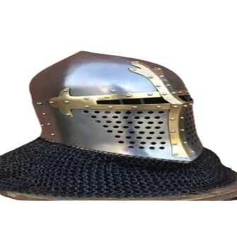 REAL NAUTICAL STORE Helmet Medieval Bacinet Robert Helmet Medieval Roa Helmet Medieval Visor Helmet With Chain