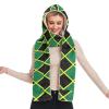 Hooded Scarf with Pockets Jamaican-Flag-Stripe-Caribbean Warm Long Hooded Scarf with Mittens Black view 1
