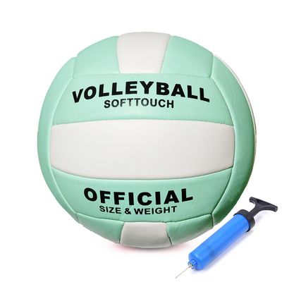 ABAJI Volleyball Light Green Official Size Thicker PU Waterproof Anti-Explosion Design Youth Boys Girls Training Practice Indoor Outdoor Beach Pool Play