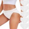 RHYFF Womens Underwear Cotton Bikini Panties High Cut Lace Panty Stretch Soft Hipster Underpants Breathable Ladies Briefs S-XXL(R3168L-White) view 1