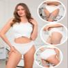 RHYFF Womens Underwear Cotton Bikini Panties High Cut Lace Panty Stretch Soft Hipster Underpants Breathable Ladies Briefs S-XXL(R3168L-White) view 4