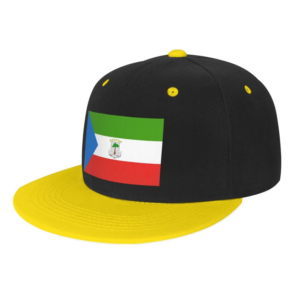axxor Flag of Equatorial Guinea Flat Billed Cap Unisex Kids Adjustable Fashion Hip Hop Flat Bill Hat Yellow