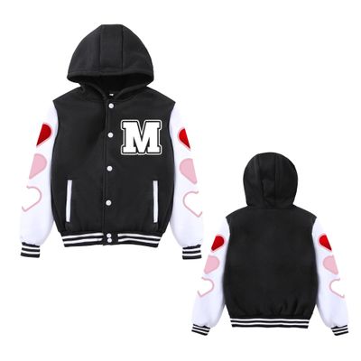 Icibgds Kids Varsity Jacket Hoodie Boys Letter Print Baseball Jacket Sports Outerwear for Girls School Uniform