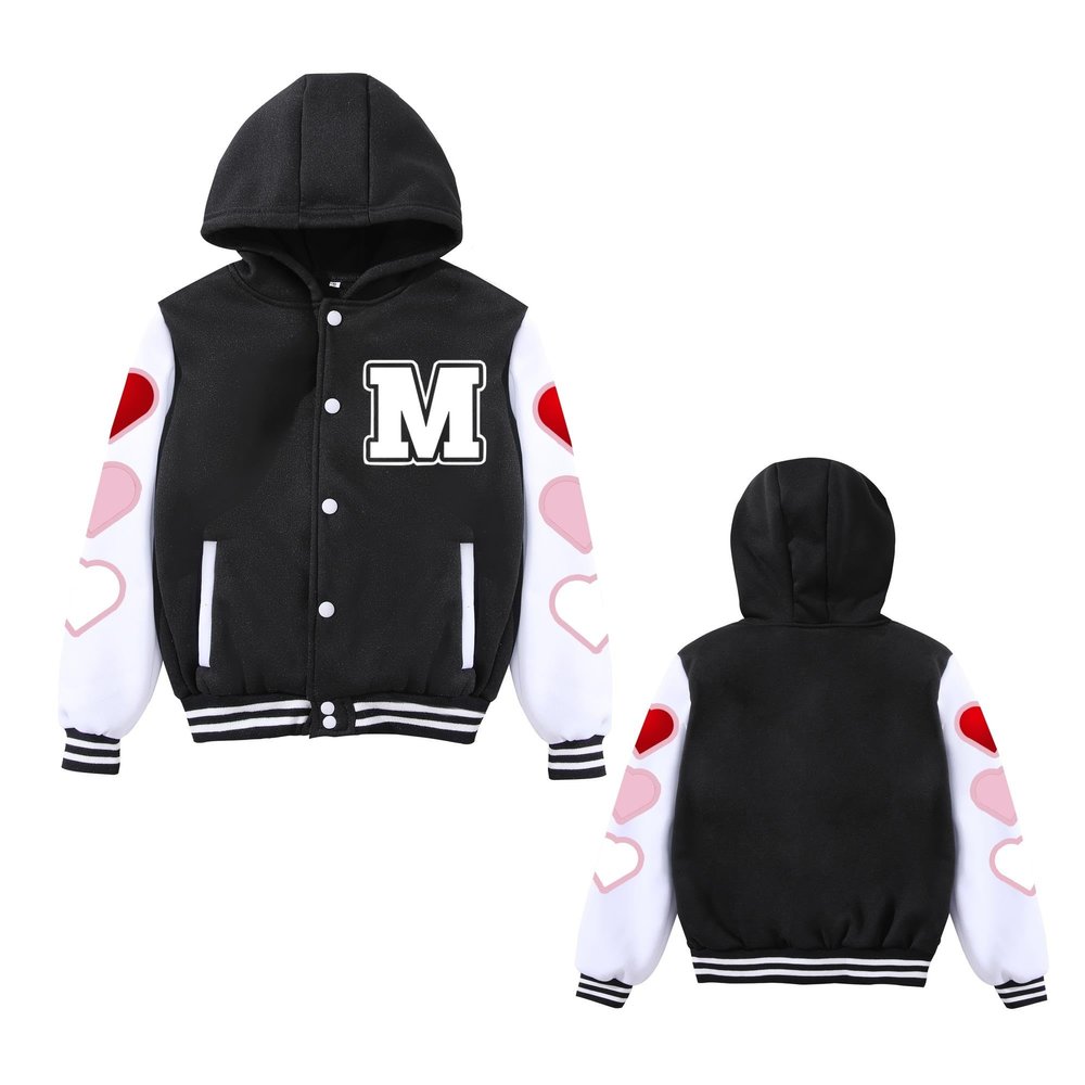 Icibgds Kids Varsity Jacket Hoodie Boys Letter Print Baseball Jacket Sports Outerwear for Girls School Uniform