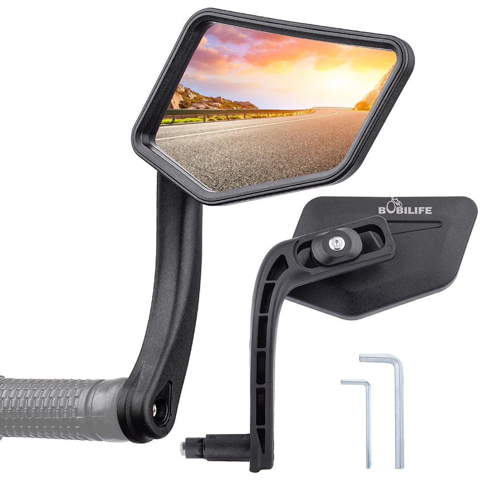 Bike Handlebar Bar End Rear View Mirror - Big Size 360 Adjustable HD Convex Glass Lens Rearview Side Mirrors for Mountain Bike Bicycle Scooter E-bike, 2 Pack