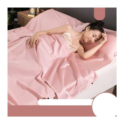 RUZGAR 100% Cotton Sleeping Bag Liner with Zipper Adult Travel Sheet Sleep Sack Single Double Travel Sleeping Bag for Hotels Camping Hiking (Color : Pink, Size : 160x210cm-63x82)