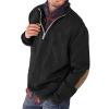 Mens Quarter Zip Thermal Pullover Sweatshirts Fall Winter Fleece Lined Lightweight Stand Collar Polo Shirt Stylish Lounge Outdoor Hiking Running Top Black view 1