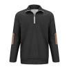Mens Quarter Zip Thermal Pullover Sweatshirts Fall Winter Fleece Lined Lightweight Stand Collar Polo Shirt Stylish Lounge Outdoor Hiking Running Top Black view 3