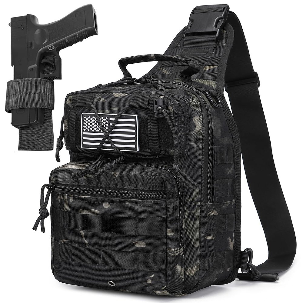 HPDF Tactical Sling Backpack Military Crossbody Bag Pack for Mens One Shoulder Holster Sling Bag 10L