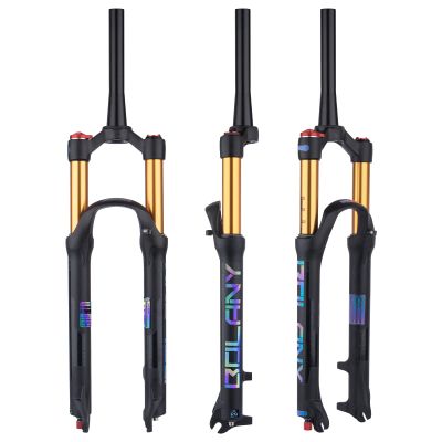 BOLANY 26/27.5/29 MTB Bike Air Suspension Fork Shock Absorber Rebound Adjustment 1 1/8 Straight Tube QR 9mm Travel 100mm Manual/Remote Locking Fit Mountain/Road Bike