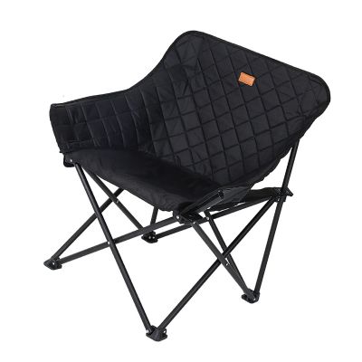 XHTLLO Camping Chair, Steel Pipe Soft Cotton Comfortable Resistant to Wear Beach Chair, Foldable Stable Support Large Loading Capacity Folding Chair, for Fishing, Picnic, Outdoor[Black]