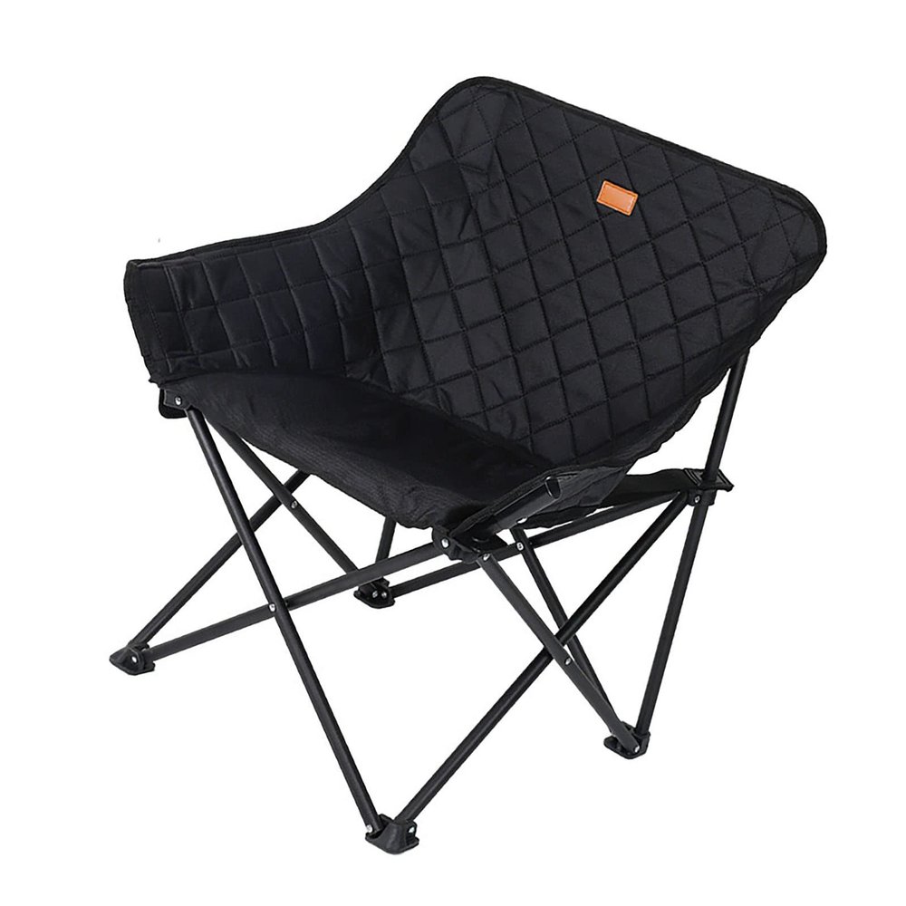 XHTLLO Camping Chair, Steel Pipe Soft Cotton Comfortable Resistant to Wear Beach Chair, Foldable Stable Support Large Loading Capacity Folding Chair, for Fishing, Picnic, Outdoor[Black]