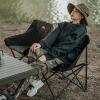 XHTLLO Camping Chair, Steel Pipe Soft Cotton Comfortable Resistant to Wear Beach Chair, Foldable Stable Support Large Loading Capacity Folding Chair, for Fishing, Picnic, Outdoor[Black] view 4