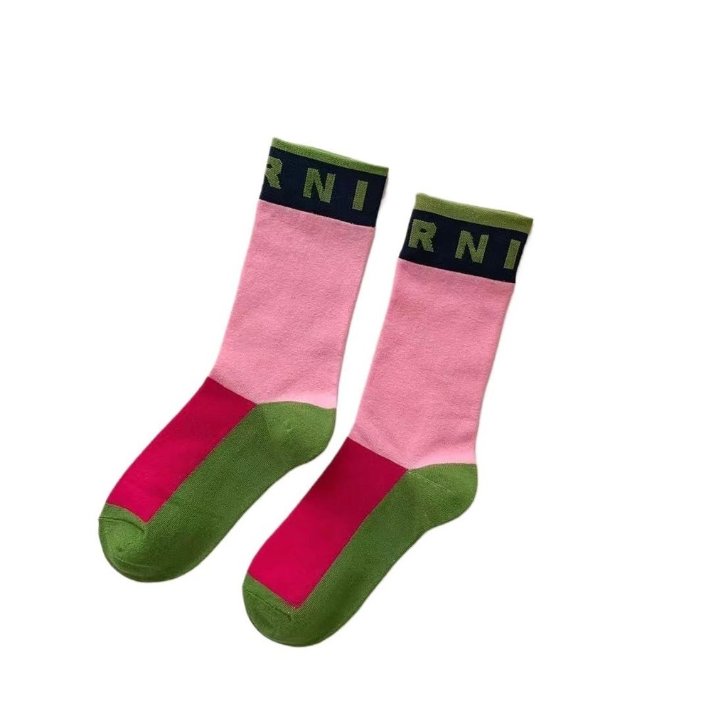 2pairs Cotton four-season trendy socks with lettered matching personalized mid-calf men women with contrasting color calf (Color : Pink, Size : 2pairs)