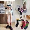 2pairs Cotton four-season trendy socks with lettered matching personalized mid-calf men women with contrasting color calf (Color : Pink, Size : 2pairs) view 2