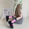2pairs Cotton four-season trendy socks with lettered matching personalized mid-calf men women with contrasting color calf (Color : Pink, Size : 2pairs) view 4