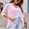Bluetime Women Casual Lightweight Open Front Cardigans Soft Draped Ruffles 3/4 Sleeve Cardigan (XXXL, Fondant Pink) view 2