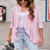 Bluetime Women Casual Lightweight Open Front Cardigans Soft Draped Ruffles 3/4 Sleeve Cardigan (XXXL, Fondant Pink) view 3
