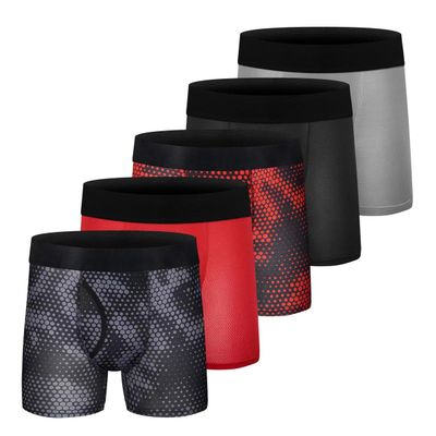 Boys Boxer Briefs Cotton Big Boys Underwear Breathable Soft Mesh Performance Sport Boxers Briefs with Fly 5 Pack 18-20