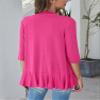Bluetime Women Casual Lightweight Open Front Cardigans Soft Draped Ruffles 3/4 Sleeve Cardigan (XL, Rose Red) view 4