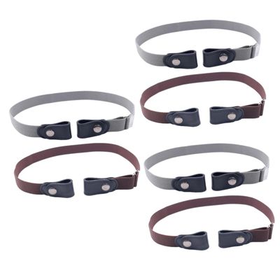 Amosfun 6pcs Unisex No Buckle Stretch Belts for Men Women Elastic Waist Belt Bar