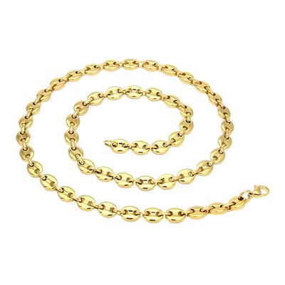 925 Sterling Silver Bean Necklace For Men Women, 14K Yellow Gold 5mm Coffee Bean Chain Necklaces Pig Nose Chains Bracelets Punk Hip Hop Jewelry Handmade Necklace, Coffee Bean Necklace For Women Men,