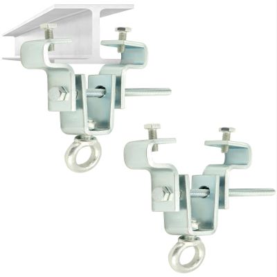 QWORK Steel I Beam Hanger, Steel Beam Clamp, Punch Bag Accessories for Beams, Adjustable from 2.5" to 7.5", 2 Pack