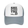She Wants The Phd Unisex Baseball Cap Vintage Men Women Low Profile Trucker Hats Adjustable,Black view 2