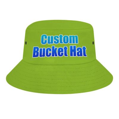 Personalized Fisherman Cap Custom Text & Photo Bucket Hats for Women Men Sun Hats Yellow Green