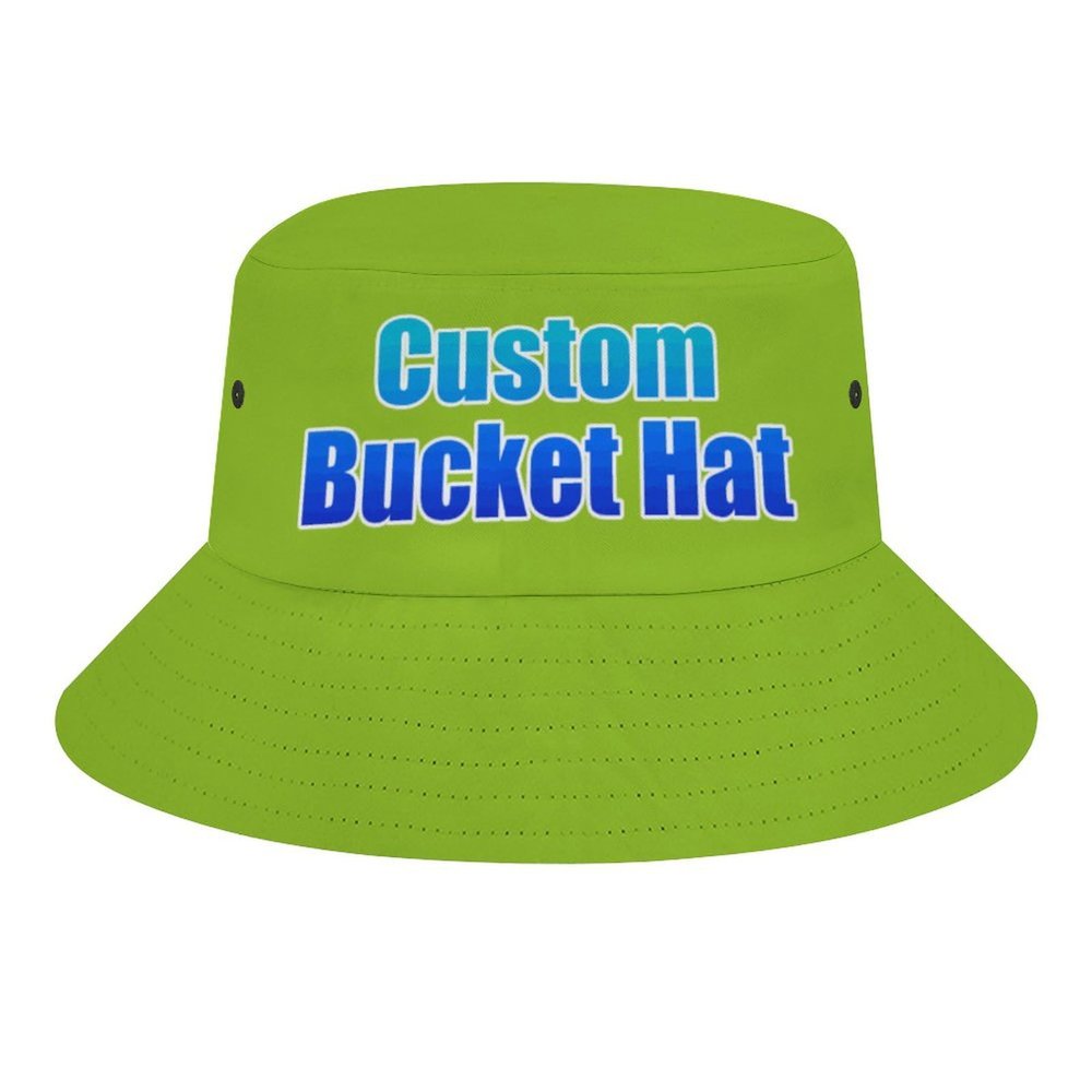 Personalized Fisherman Cap Custom Text & Photo Bucket Hats for Women Men Sun Hats Yellow Green
