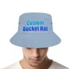 Custom Bucket Hats Personalized Fisherman Cap with Your Own Photo Summer Travel Funny Hats for Women Men Light Blue view 4
