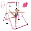 Gymnastics Bar for Kids 3-12 Years - Adjustable Height Horizontal Monkey Bars with 300lbs Capacity, Folding Home Gym Equipment & Non-Slip Base for Junior Training (Boys, Girls)