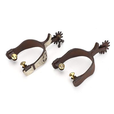 LenTLy 2PCS Vintage Horse Spurs,Horse Boot Spurs with Gear Carbon Steel Elegant Hand Sculpture Cowboy Spurs for Equestrian Competition 20 x 11 x 6 cm