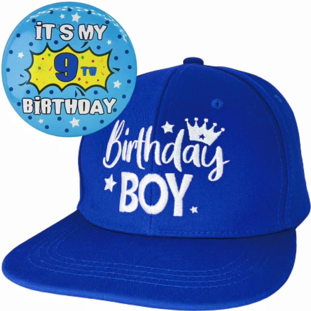 ZomefinKiu 9th Birthday Party Favors - Badge Button, Hat, and Decorations for 9 Year Old Boy's Outfit