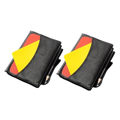 Happyyami 2 Sets Major Matches Checkered Purse Set Card Suit Pencil Utensils Leather case Write- on Referee Cards Record Card Soccer Cards Football Soccer Cards Card Accessories