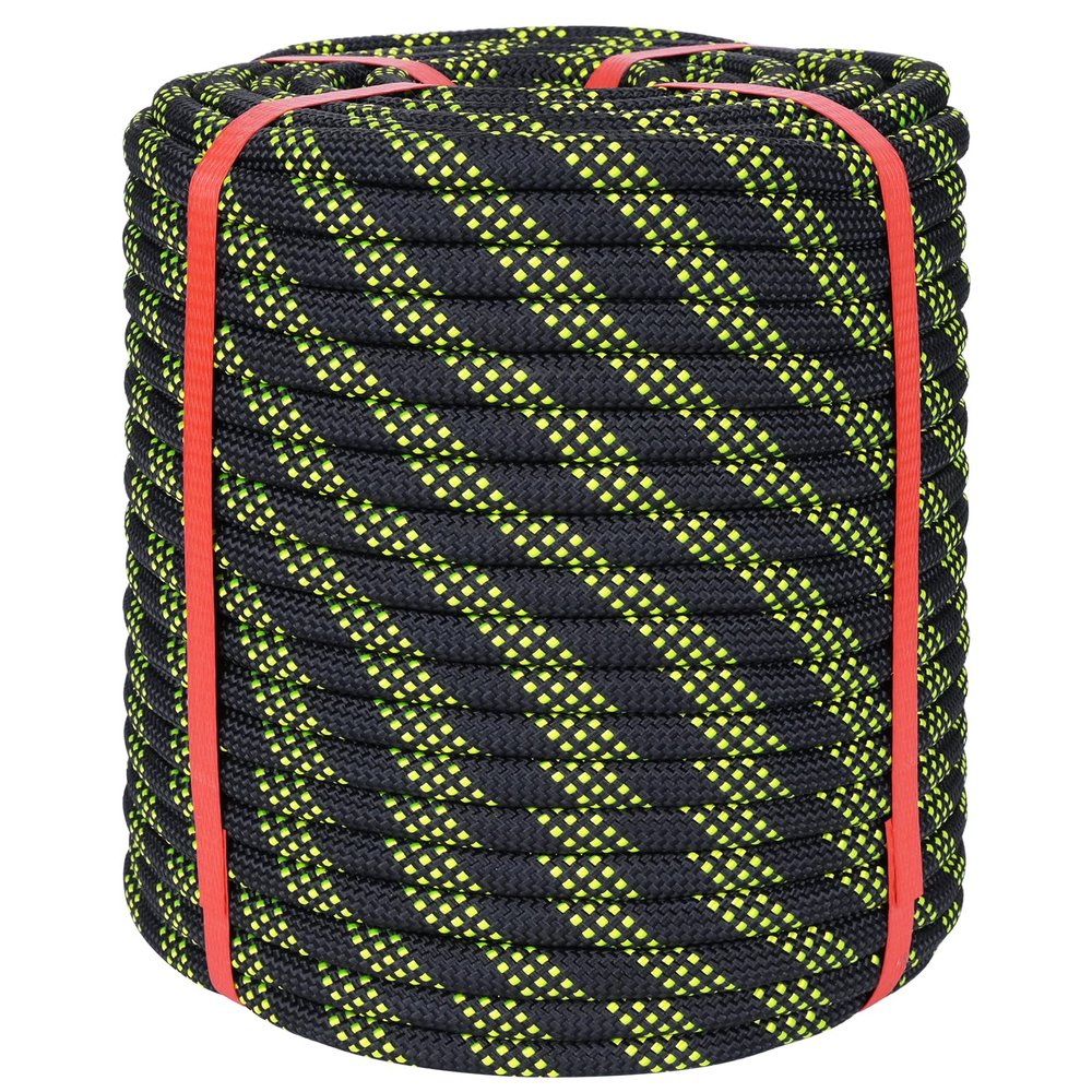 Lopevex 1/2 Inch Static Climbing Rope (200 Ft) - 9000lbs Heavy Duty Arborist Bull Rope for Tree Work, Tactical Rigging & Rappelling - 48 Strand Core, Black