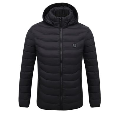 Jueshanzj Heating clothing winter lightweight heat insulation jacket men's electric USB thermostat heating cotton clothing Black 9 hot spots XL