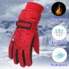 6 to 12 Years Kids Party Mittens for Winter Outdoor Boys Girls Snow Skating Snowboarding Windproof Warm Gloves (Red, One Size) view 3