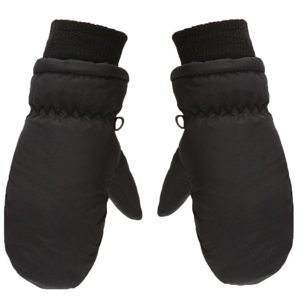 Children Gloves 2 to 10Years Winter Warm Boys Outdoor Skating Snow Ski Girls Snowboarding Kids Windproof Gloves (Black, 8-10 Years)