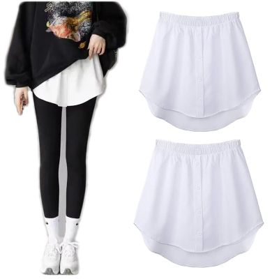 2 Pcs shirt extender for women Layering Half Shirts for Women Layering, Guarding The Safety Under Our Skirts (White,L)