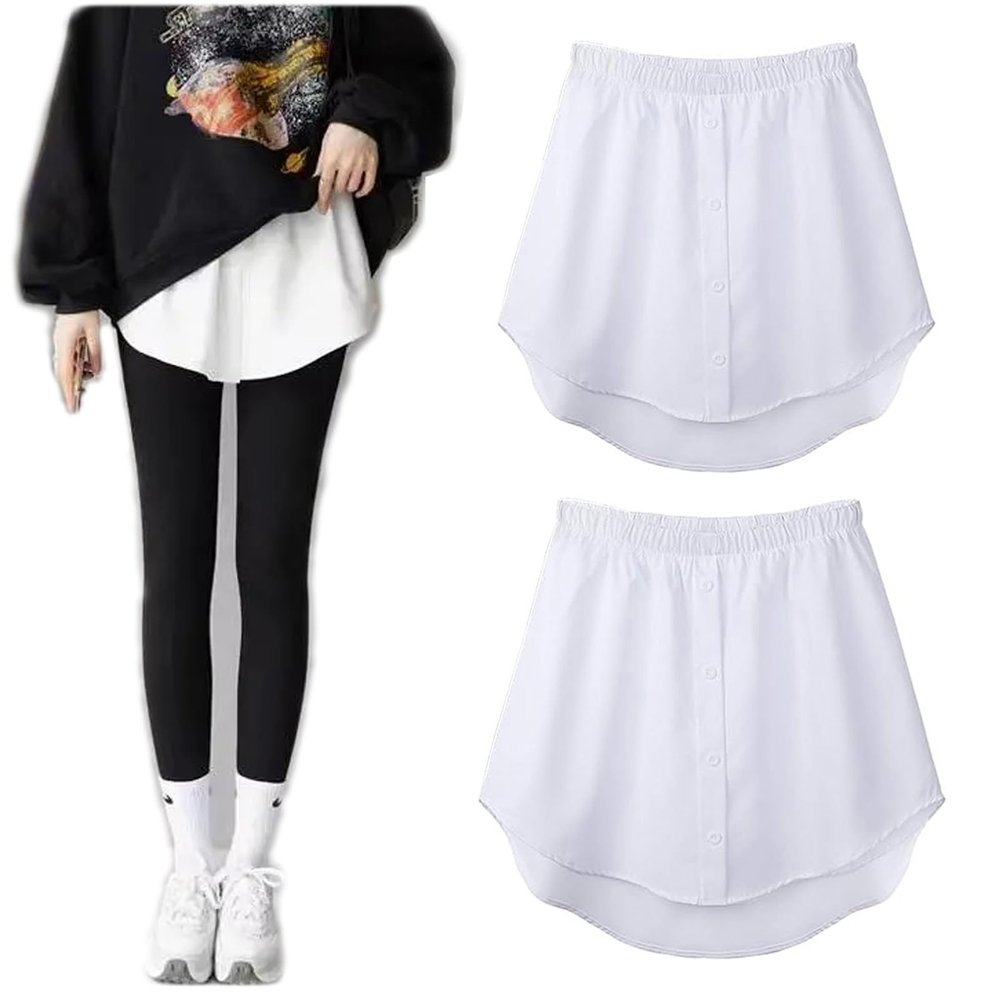 2 Pcs shirt extender for women Layering Half Shirts for Women Layering, Guarding The Safety Under Our Skirts (White,L)