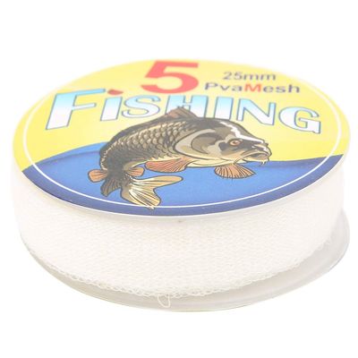 Gavigain 5M PVA Net,Fish Tools Water Soluble Net Trap Bait Bag PVA Net Mesh Narrow Fishing Net Refill Stocking Trap Bait Bag Net Fishing Load Bait Accessory for Nesting (25mm)