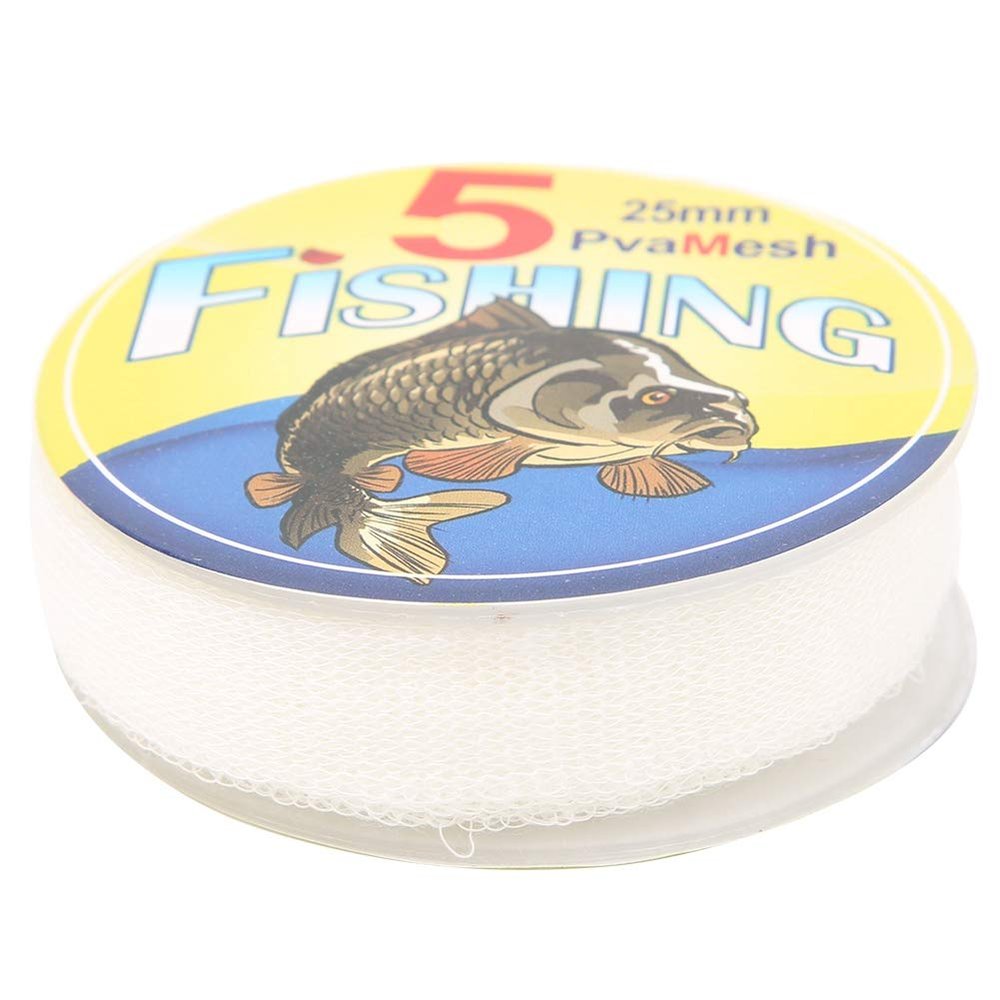 Gavigain 5M PVA Net,Fish Tools Water Soluble Net Trap Bait Bag PVA Net Mesh Narrow Fishing Net Refill Stocking Trap Bait Bag Net Fishing Load Bait Accessory for Nesting (25mm)
