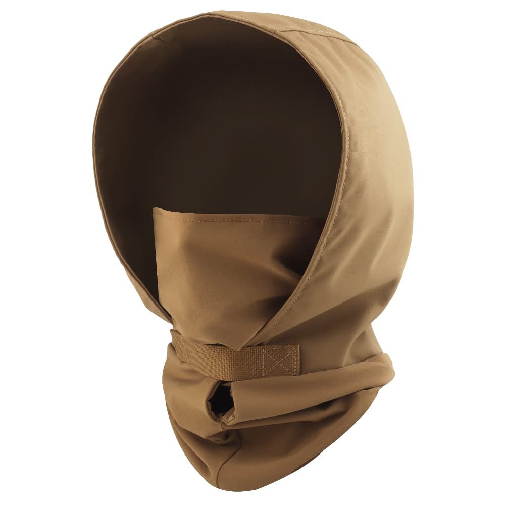 Cordura Headgear for Airsoft Mask Goggles, Light, Quick Dry, Soft and Durable Tactical Headgear Nylon Fabric Hood, Tactical Balaclava with Stretch Fabric Mask and Hook & Loop Fastener (Coyote Brown)